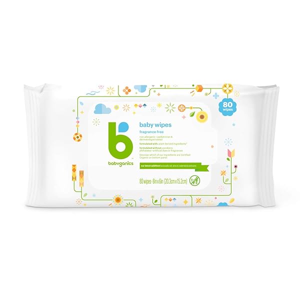 BABYGANICS BABY WIPES, FRAGRANCE FREE, 80 CT