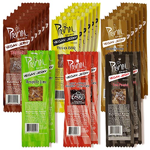 Primal Spirit Vegan Jerky Most Popular Flavors Pack, 10 g. Plant