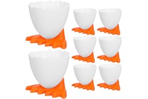 BAZEITFLOW 8pcs Orange Pp Easter Egg Cups Set with Chicken Feet Egg Holders and Storage Base for Breakfast