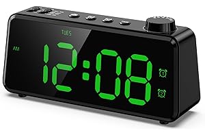 ANJANK Digital FM Radio Alarm Clock for Bedroom, 6.5'' Large Display for Seniors Kids, 0-100% Dimmable Brightness, Weekday/Weekend Dual Alarm, Small Nightstand Clock with USB Charging Port