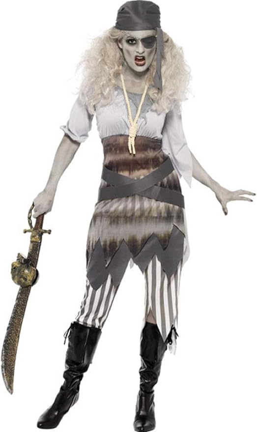 Ladies Ghost Ship Zombie Pirate Sexy Halloween Fancy Dress Costume Outfit Uk 8 18 Uk 16 18 Grey Amazon Co Uk Health Personal Care