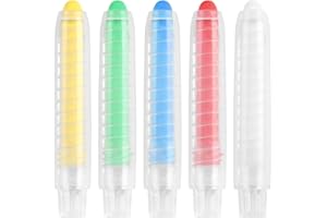 MIDELONG Dustless Chalk, Sidewalk Chalk With Holder Non-ToxicWashable Chalks Drawing Writing Tool for Teachers Students Office Classroom Whiteboard Painting, Pack of 5(Colors in Random)