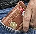 Palm West Leather Minimalist Leather Money Clip Wallet with RFID (Natural Ostrich Print Leather, Fly Fisherman Medallion)