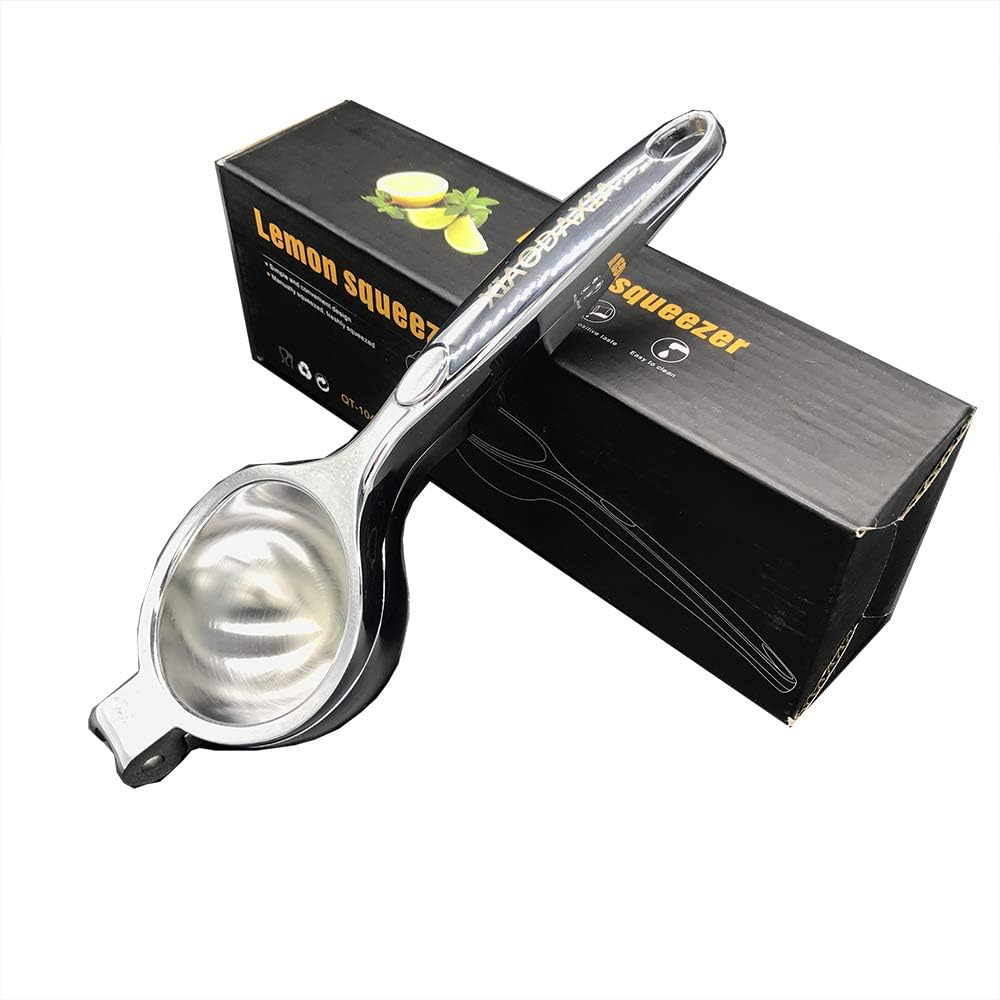 XIAODAXIA Lemon Squeezer Stainless Steel Lemon Juicer with Top Rated Premium Quality, Heavy Duty & Easy To Use & Large Bowl Hand Kitchen Fruit Juicer with Long Hand Spoon