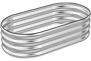 GreatBuddy 4×2×1ft Galvanized Raised Garden Bed Outdoor, Metal Planter Boxes Outdoor for Vegetables, Fruits, Flower, Herb, Anti-Rust& Weather-Resistant, Oval, Silver
