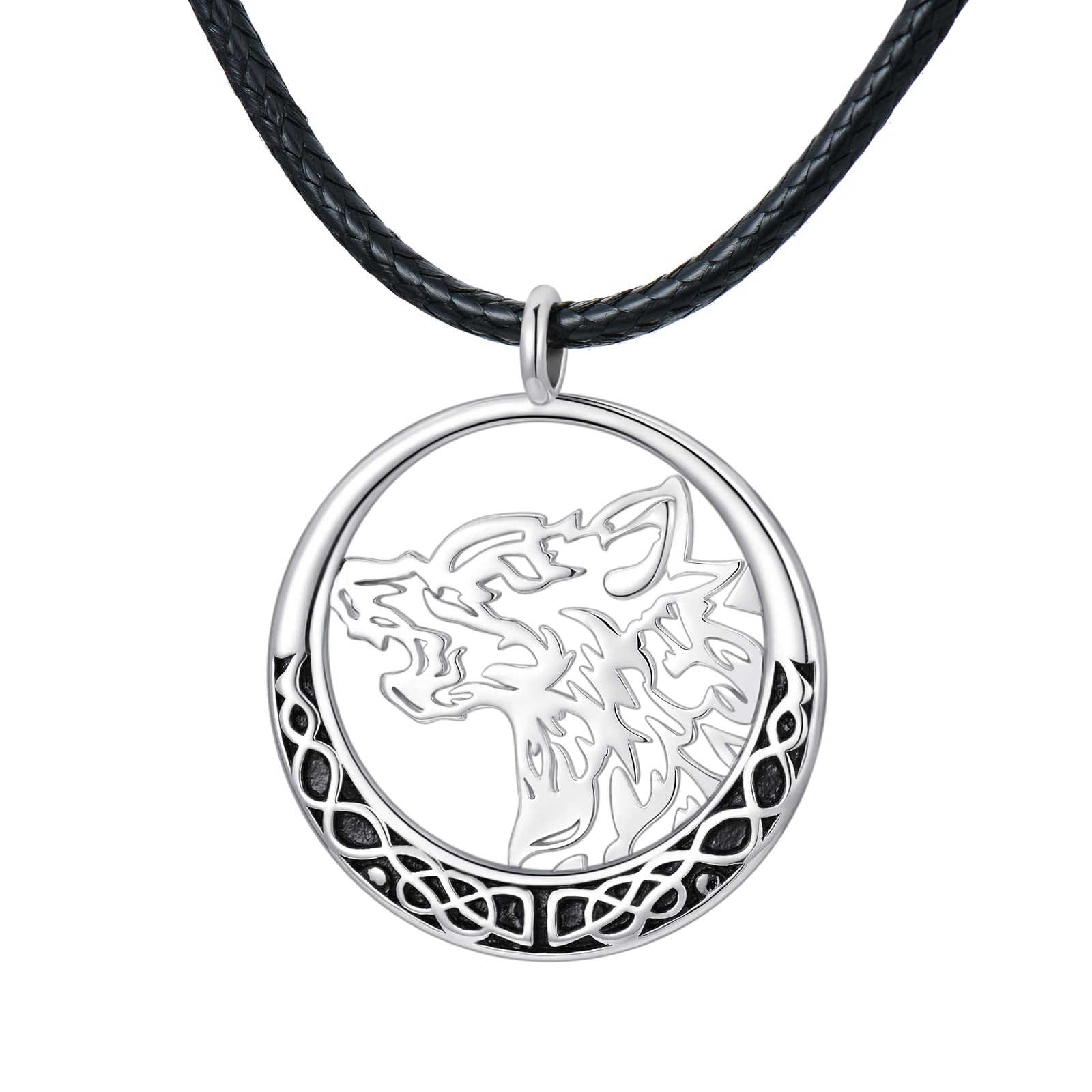 Shusukue Wolf Necklace for Men Women 925 Sterling Silver Celtic Knot Wolf Pedant Necklace Wolf Jewellery Gifts for Boys Women Girls