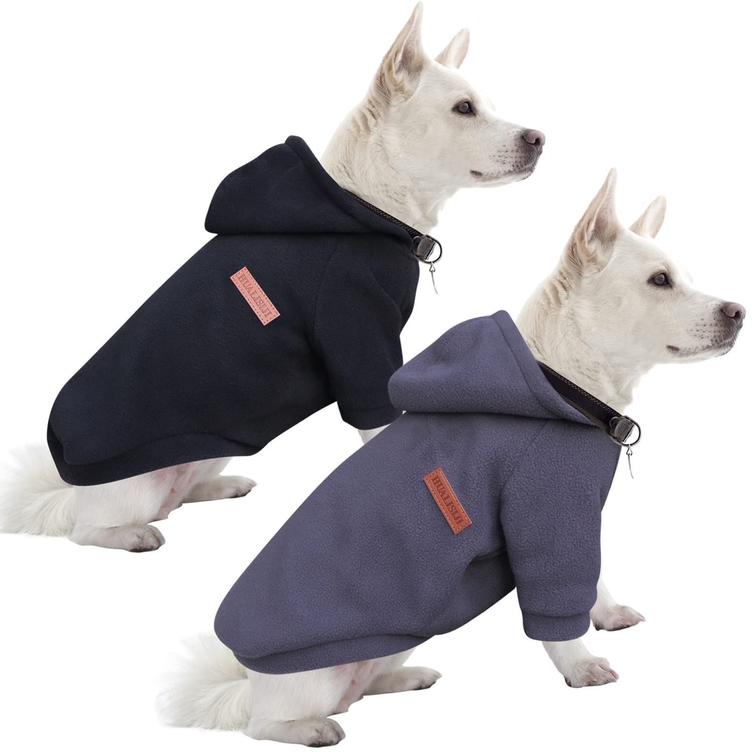 HuaLiSiJi Dog Hoodie Dog Sweatshirt Elasticity Fabric is Quite Comfortable, Soft and Warm for the Animal and Easy to Wear (Black+Gray, XXL)