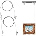 Chris.W 2Pack Art Gallery Ceiling Wall Mount Picture Hanging System Kit with Adjustable Hooks and 2M Stainless Steel Wire for Heavy Duty Frame Picture Photo Mirror Hanging(180° Rotary)