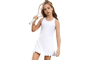 JXSTAR Girls Tennis Dress Sleeveless Pickleball Athletic Dress Golf Outfit with Detachable Built-in Bra & Shorts Pockets