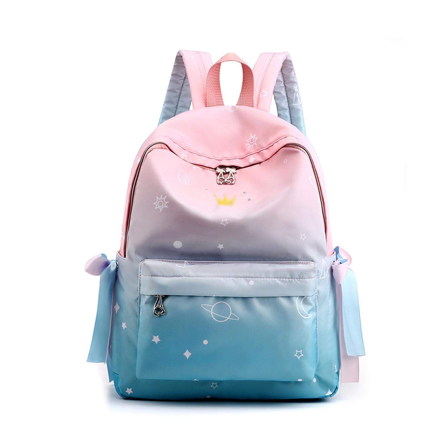 FANDARE Casual Daypack Backpacks Galaxy School Bag for Girls High School Teens Knapsack Women Travel Laptop Rucksack College Bookbag fits 12.9 inch Notebook Waterproof Polyester Blue Pink