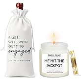 Engagement Gifts for Couples Her Engagement Party Decorations Gift for Couple Wine Bag Scented Candles Set Pairs Well with Getting Engaged Gifts Smell Like He Hit The Jackpot White Wine Bag