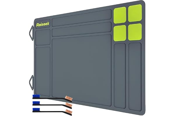 Raiseek anti-slip rubberized pistol cleaning mat with magnetic organizer parts tray