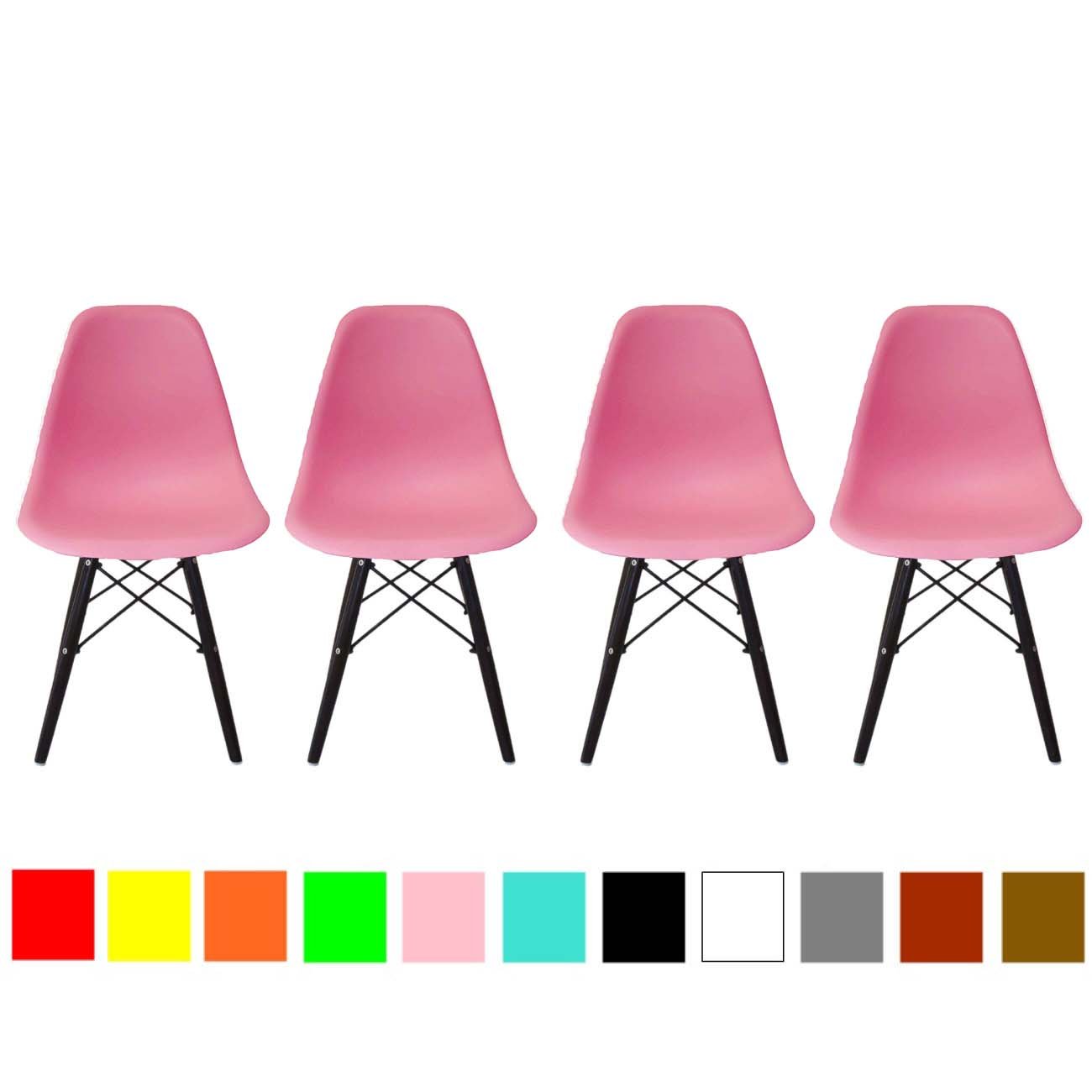 セール イームズ 北欧 ダイニングチェア おしゃれ リプロダクト イームズチェア Eames Hilax 4脚セット ピンク 木製ダークブラウン ピンク 木製ダークブラウン B01lzn59ym ダイニングチェア Avemariaradio Net