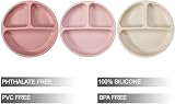 PandaEar Silicone Baby Plates 3 Pack Suction Divided Weaning Set Pink Linen view 2
