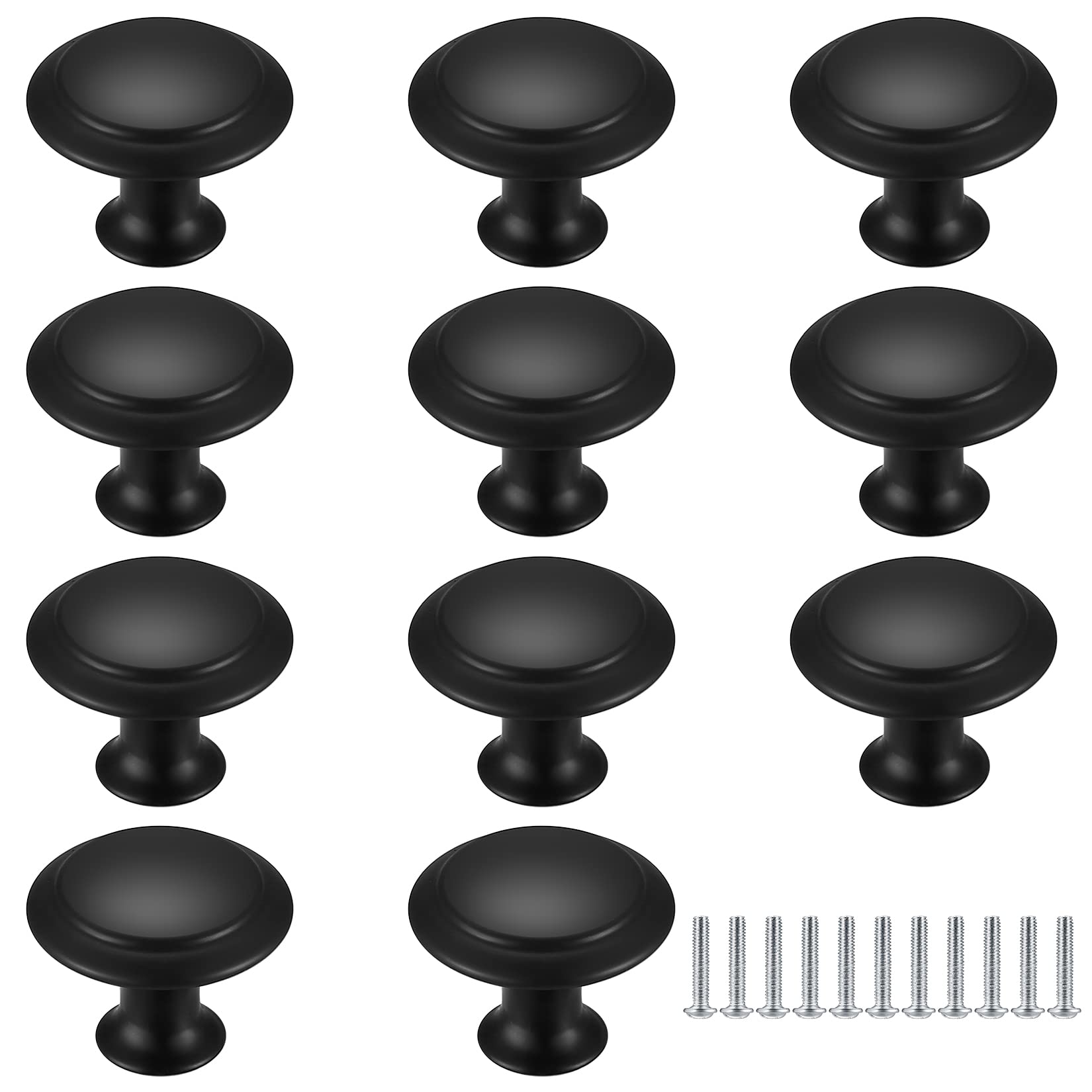 YOUYIDUN 11 Pcs Small Black Drawer Knobs, Cupboard knobs, Kitchen Cabinet Knob Handles, Round Furniture Knobs, Black Cabinet Door Knob, Little Drawer Handle for Kitchen Cupboard, Wardrobe knob Handle