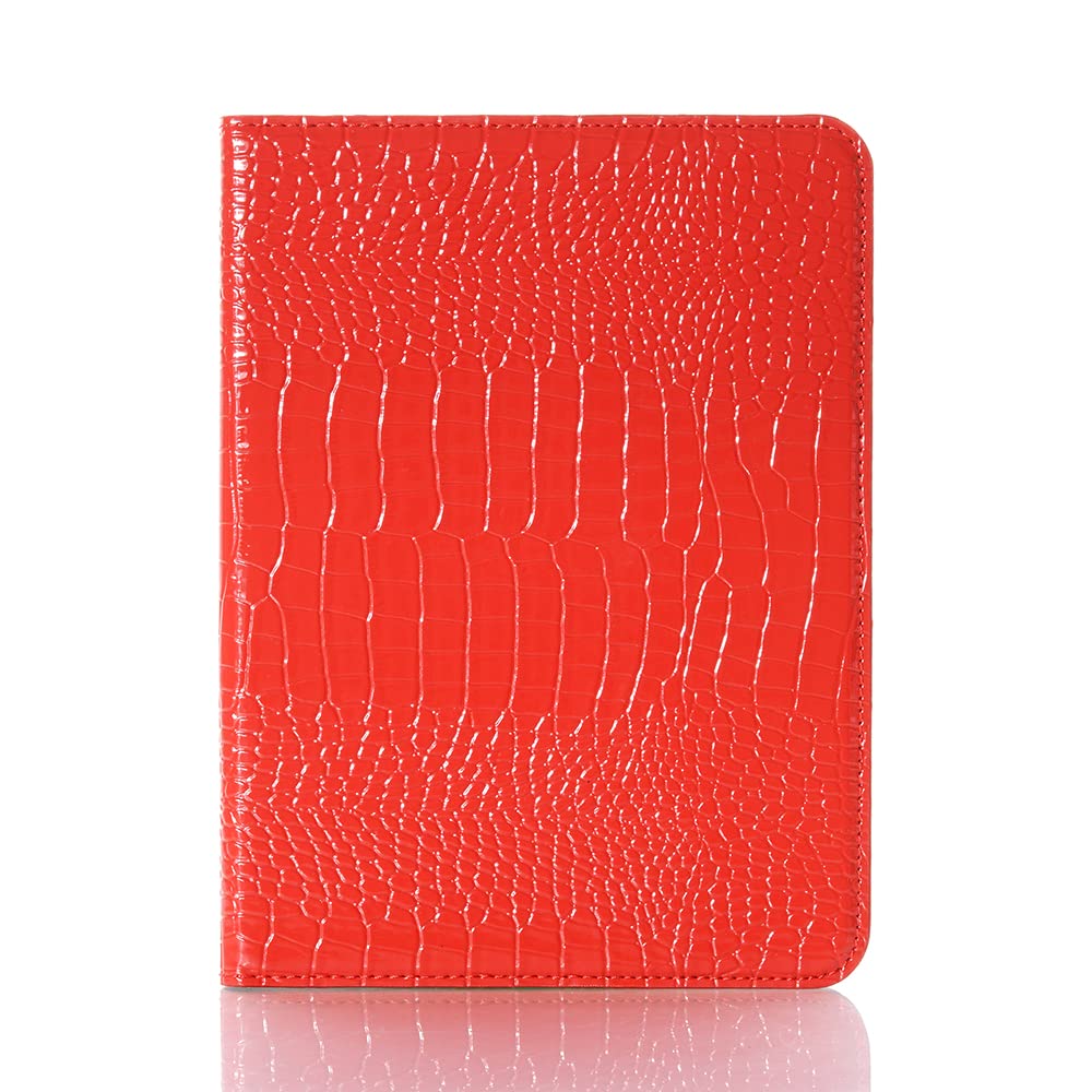 iPad 11th (A16) 11'' 2025, iPad 10th 10.9'' 2022 Case for Women, DMaos Crocodile Synthetic Leather Folio Smart Cover with Card Pencil Holder - Red