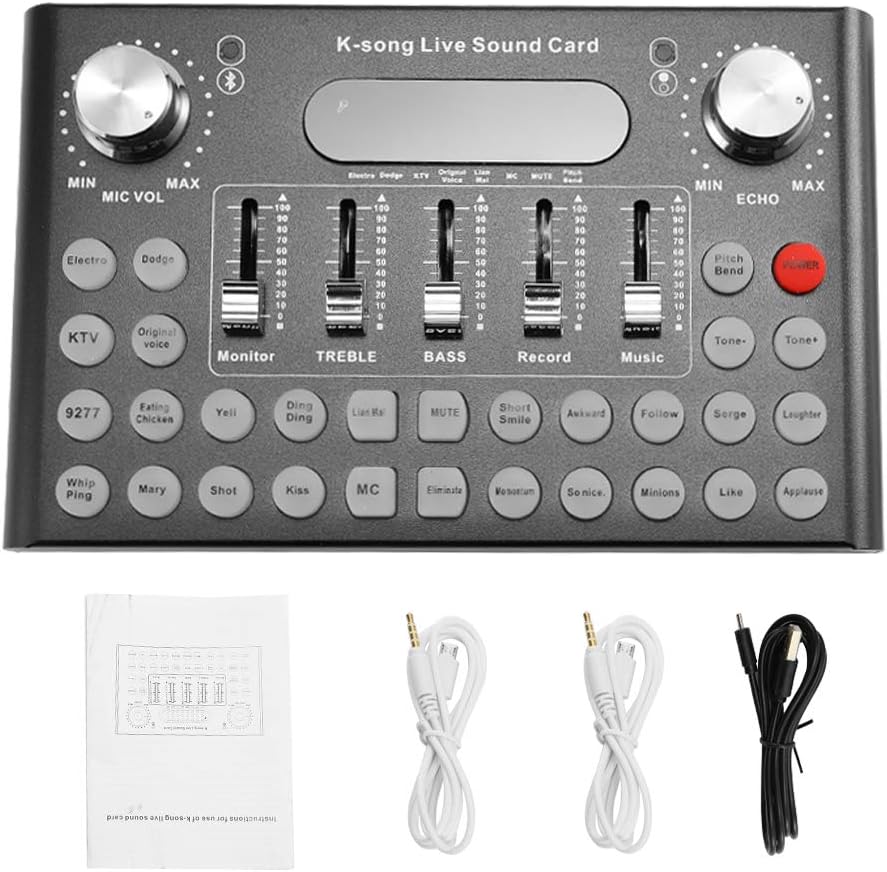 Hippopy Phone Live Sound Card Phone Microphone Voice Music Professional Audio USB Headset Entertainment Karaoke Steamers K-song Live Sound Card F007