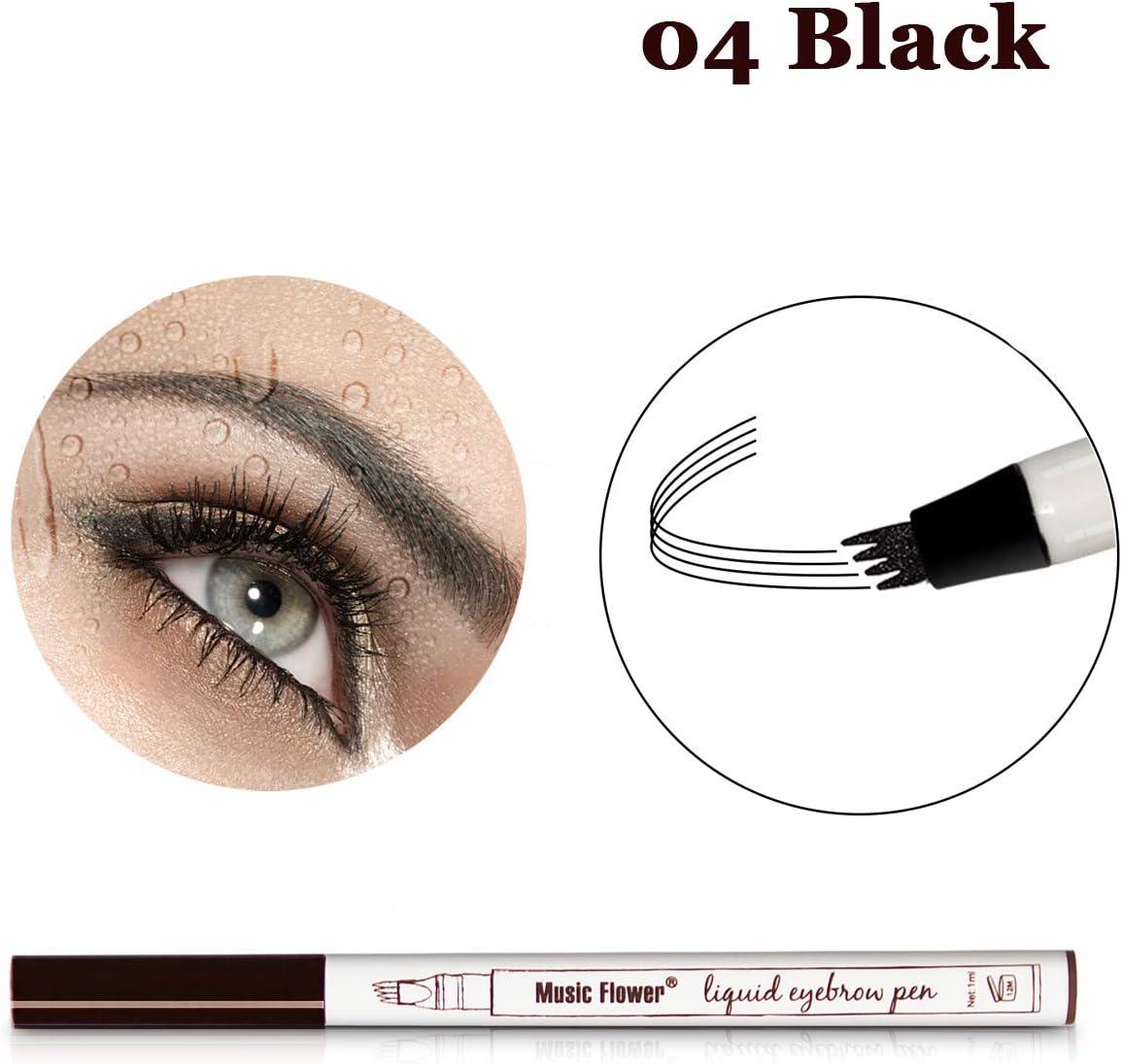 Vanelc Eyebrow Tattoo Pen Microblading Eyebrow Pencil Tattoo Brow Ink Pen a Micro-Fork Tip,Long Lasting,Smudge-Proof Natural Hair-Like Defined Brows and Stays on All Day (Black)