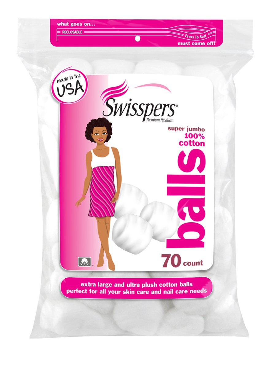 Swisspers Cotton Balls Jumbo Plus Size, 70 Count