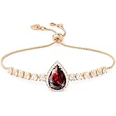 Linawe Crystal Imitation Diamond Rhinestone Charm Bracelets for Women, Gold/Silver/Rose Gold Adjustable Chain Bracelet, Teardrop Birthstone Cubic Zirconia Prom Costume Wedding Jewelry