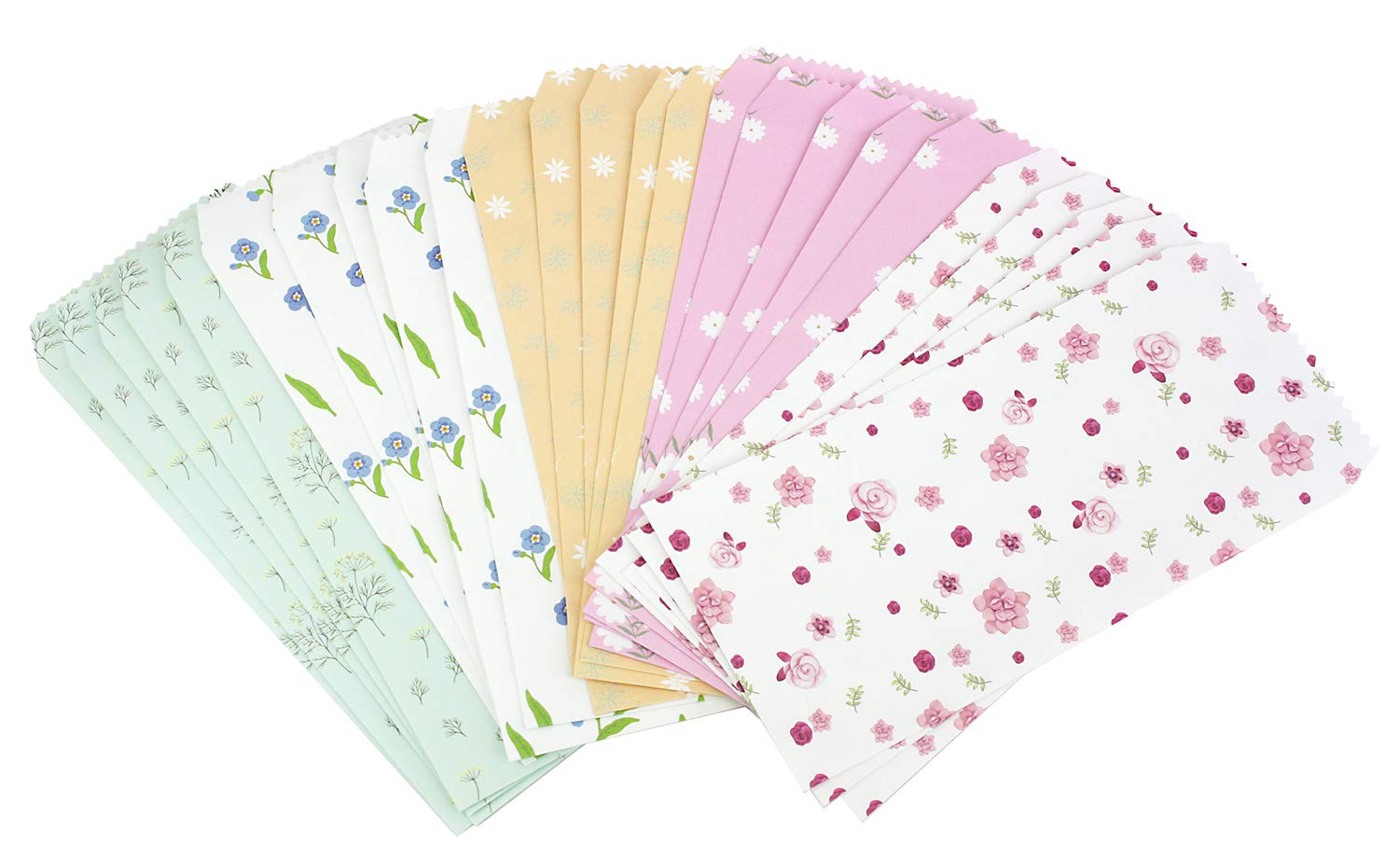 Emartbuy Money Gift Cards Vouchers Tickets Envelope 25 Envelopes in 5 Designs - Flowers - Design 2