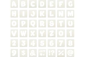 PATIKIL 2" Letter Number St, 42Pcs Square Reusable Letter and Number Stencil Templates for Painting on Wall Wood Fabric Signa