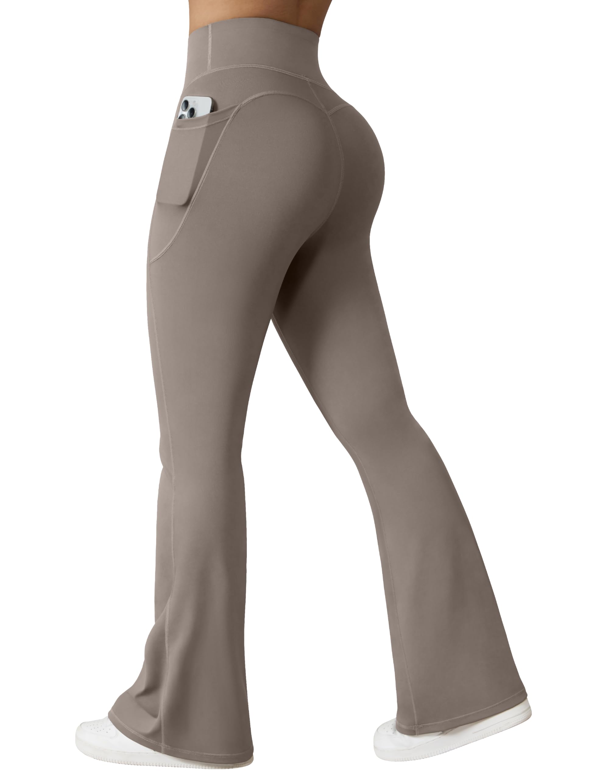 Photo 1 of OQQ Yoga Pants Women High Waist Butt Lifting Casual Soft Leg Flared Bottoms with Pockets Grey (SIZE UNKNOWN)
