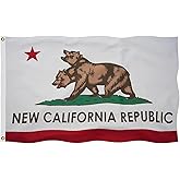New California Republic Flag 3X5FT – New CA State Flag,USA California Outdoor Decor Flags Vivid Color, All Weather, Double Stitched Polyester Flags with Sturdy Brass Ring. (3X5)