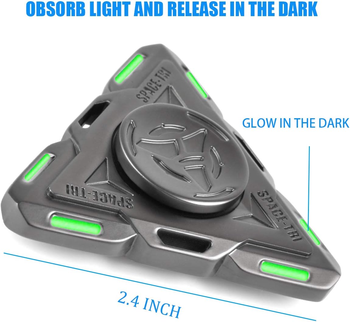 Luminous Tri Fidget Spinner UFO,Glow in The Dark Spinning Toys Sensory Gadget Finger Hand Spinner Metal - Image 4