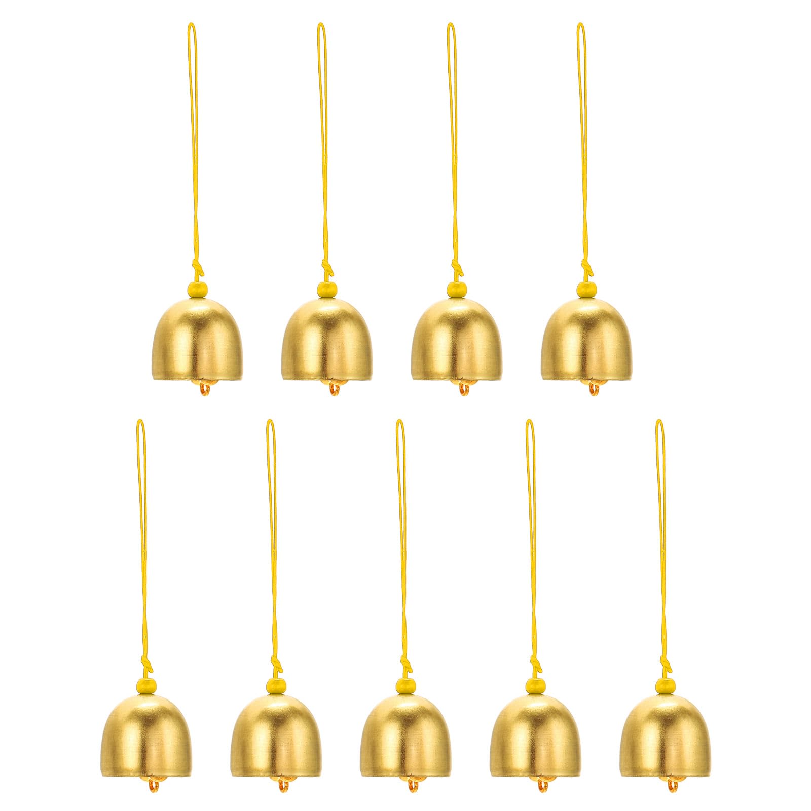 PATIKIL 9 Pcs Wind Chime, Hanging Bells Temple Bells Retro Outdoor Hanging Metal Chinese Wind Chime Round for Outside Garden Camping, Gold Yellow