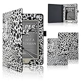 ACdream Nook GlowLight Plus Case, Folio Premium PU Leather Cover Case for Barnes & Noble Nook GlowLight Plus(can not fit Nook Glowlight 3), Black-White-Leopard