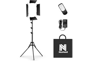 NiceVeedi 36W Photography Lighting, Bi-Color Studio Light, CRI 95+, Dimmable AC Adapter Powered LED Video Light Kit with Remote Control & 72” Tripod, Light for Video Recording/YouTube/TikTok/Ins