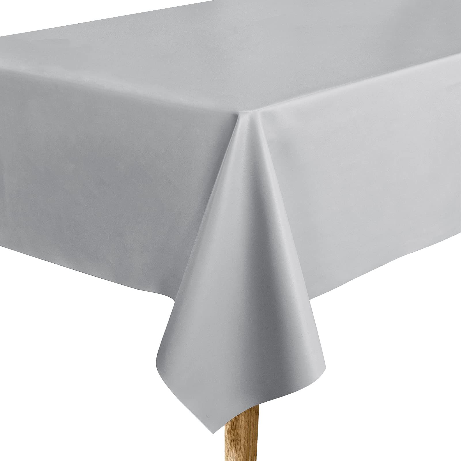 Photo 1 of Aijoviko Grey 54"x84" Rectangular Faux Leather Tablecloth for Dining Table, Parties, Picnics, Outdoor Events