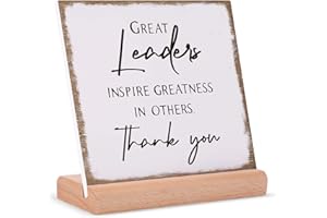Afterprints Boss Day Gifts for Men Women, Thank You Acrylic Plaque, Appreciation Gifts for Boss Great Leaders Supervisor on Bosses Day Christmas Retirement Leaving, Leaders Signs with Wooden Stand