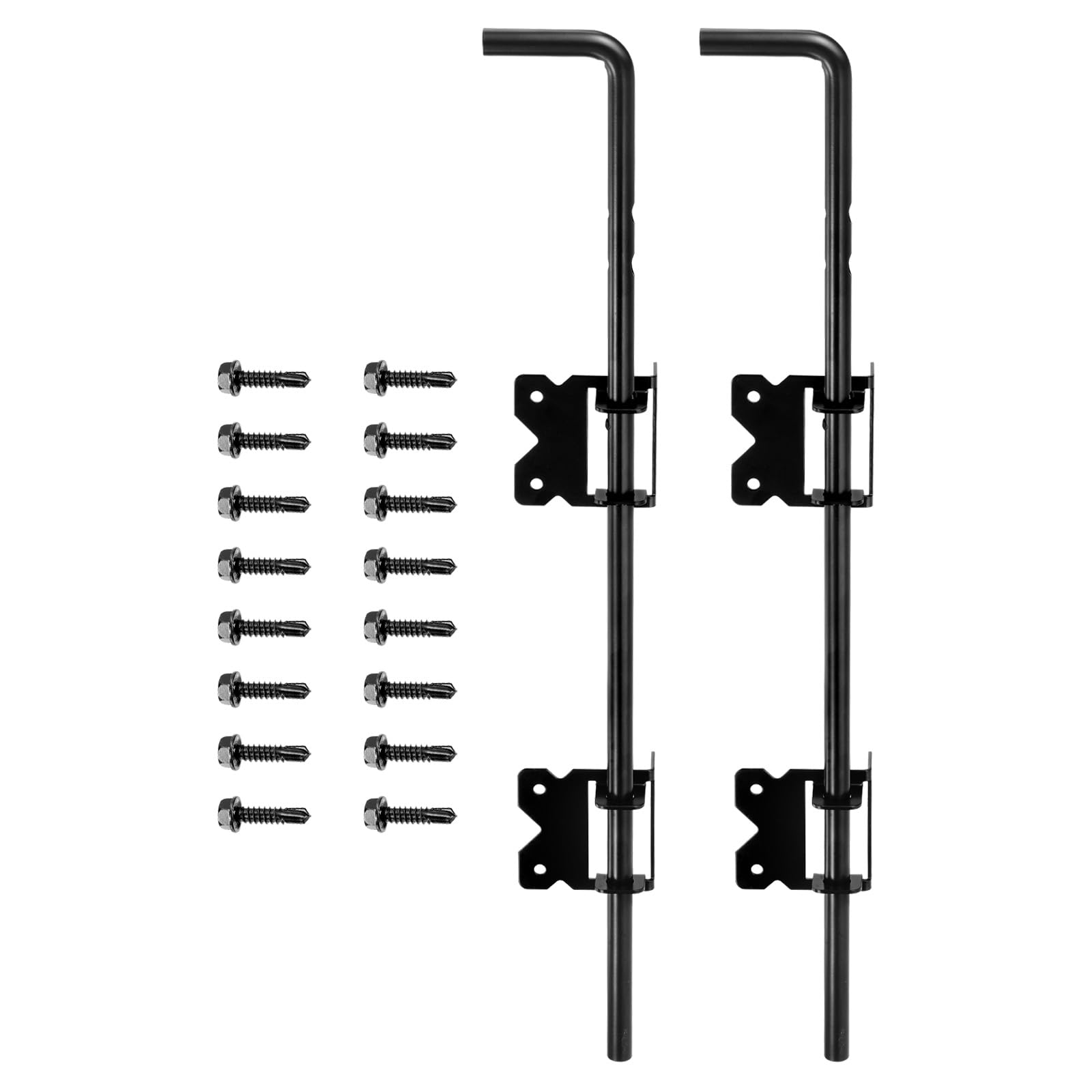 uxcell 24" Cane Bolt Gate Drop Rod, 2pcs Steel Gate Hardware Ground Latch for Wood Fences, Drop Pin for Holding Gate to The Ground, Black