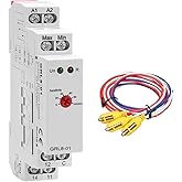 Water Level Sensor Control Relay 10A GRL8-01 AC/DC 24V-240V Liquid Level Control Relay in Din Rail, Automatic Drain and Inlet Electronic Liquid Level Controller with 5ft Detector Sensor PLT-01