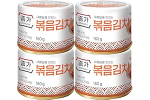 JONGGA Stir-Fried Can Kimchi (Pack of 4), Shelf Stable Canned Kimchi, Spicy Korean Authentic Fermented Pickled Cabbage, Perfect with Ramen, Noodles and Rice