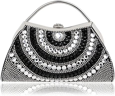 LoriLi Women's Luxury Clutch Diamond Handbag Bling Evening Bag(Black)