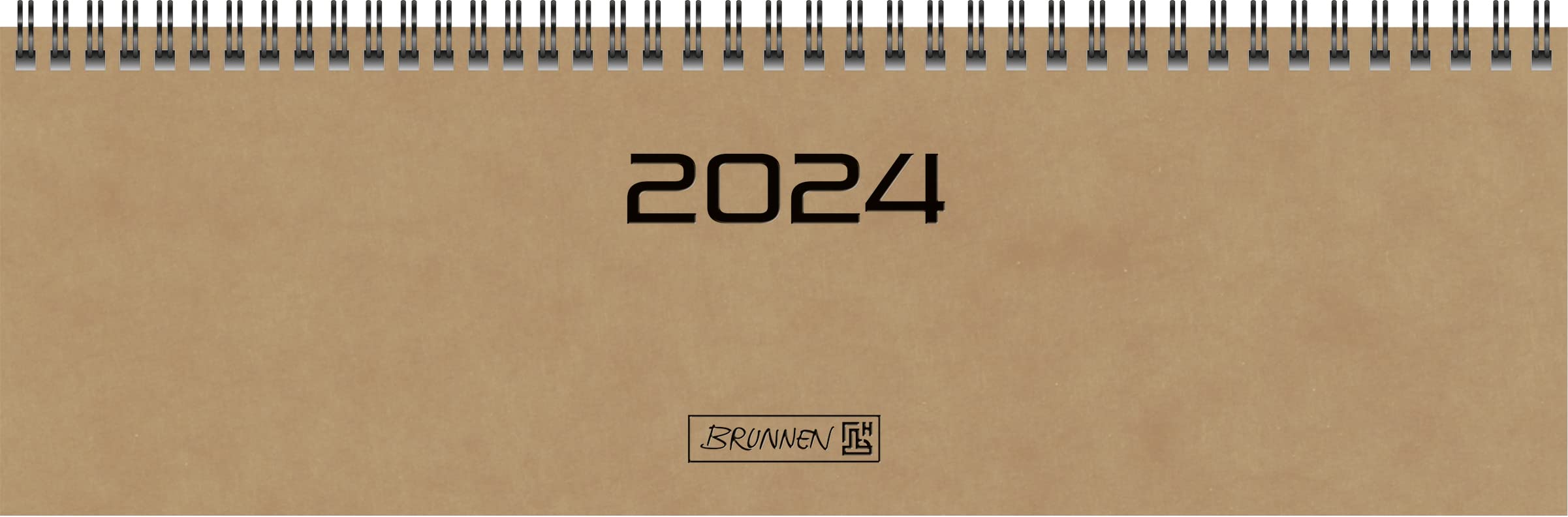 BRUNNEN Weekly calendar model 777 2024, 2 pages = 1 week, sheet size 32.6 x 10.2 cm, brown