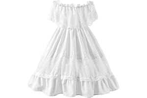 fioukiay Toddler Girl-Wedding-Princess-Maxi-Dress Boho Off Shoulder Lace Ruffle Dress Gowns Holiday Dresses