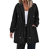 CARCOS Women Plus Size Raincoat Lightweight Waterproof Rain Jacket Travel Hooded Trench Coat XL-5XL