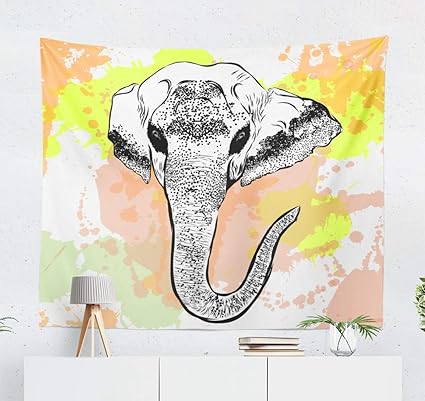 Amazon Com Kutita Tapestry Wall Hanging Watercolor Elephant