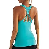 RUNNING GIRL Workout Tank Tops for Women Built in Shelf Bras Padded,Sleeveless Gym Tops Athletic Yoga Shirts