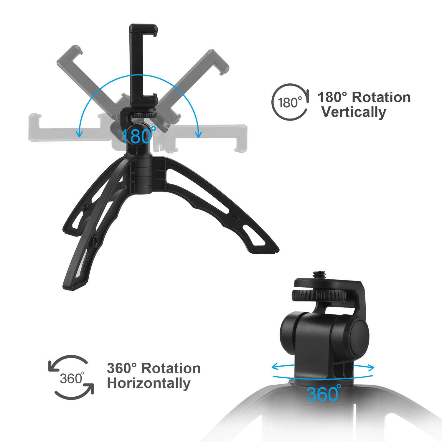 Sunvook Bluetooth Selfie Stick Tripod, Cell Phone Tripod, Camera Tripod, Mini lightweight Travel Tripod with Bluetooth Remote 2 in 1 Pistol Grip Suitable for IOS Andriod Phones iPhone Samsung etc