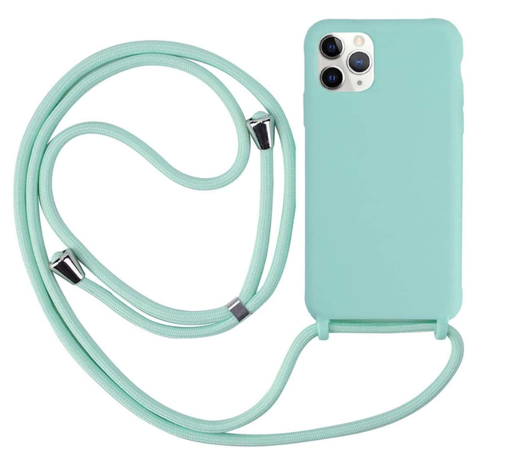 MEVIS Case Compatible with iPhone 11 Pro Max, Necklace for Cell Phone Collars Slim Shockproof Adjustable Lanyard Case Light Green