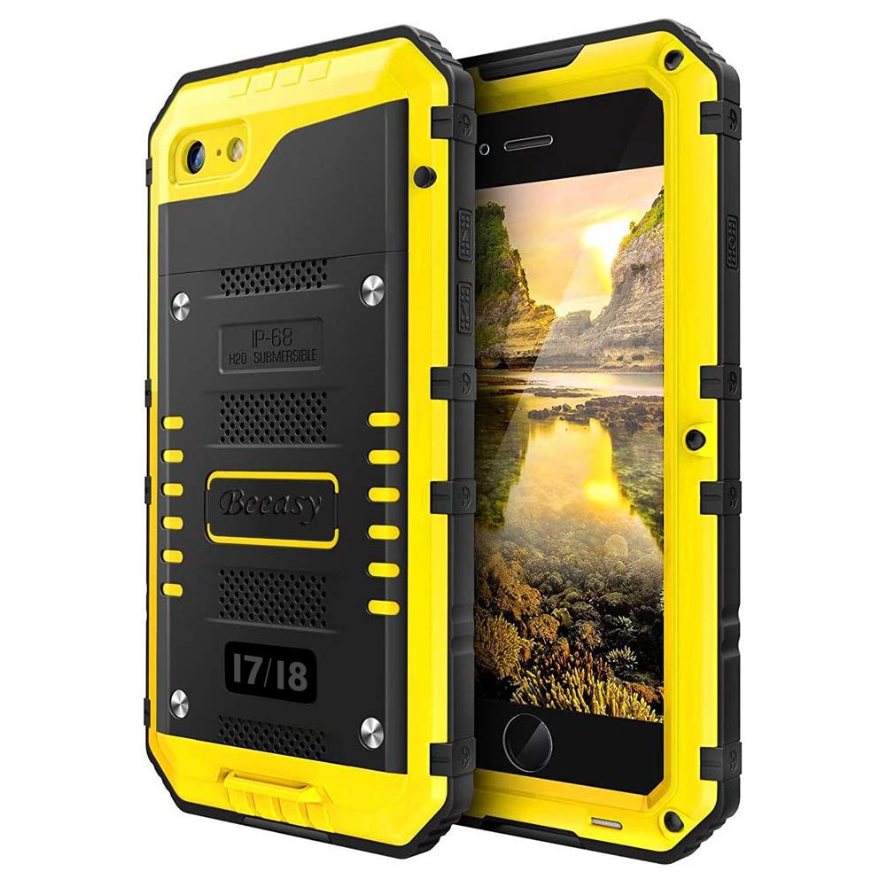 Beeasy Case for iPhone 8/7/SE 2022/SE 2020 Shockproof Waterproof Built-in Screen Protector,Cover Strong Tough Heavy Duty Military Protective, Full Body Drop Proof Bumper for Outdoor Sport,Yellow — image 1