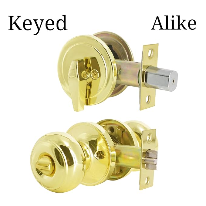 Polished Brass Entry Knob and Single Cylinder Deadbolts Polished Brass Entry Knob and Single Cylinder Deadbolts