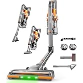 XenonLab Cordless Vacuum Cleaner, Foldable 75Mins/55kPa/650W Stick Vacuum | Rechargeable, Anti-Tangle, LED Display, HEPA Filter, Freestanding, Charging Dock, for Home/Pet Hair/Hardwood Floor/Carpets