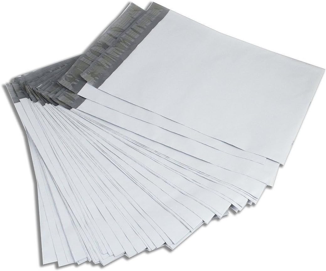 RBHK 2.5 Mil Poly Mailers Envelopes Shipping Bags Self Sealing, White，100 Bags (9"x12" 100 Bags)