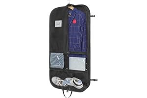 KEEGH 40 Inch Kids Garment Bags for Dance Costumes, 3 Medium Clear Zipper Pockets and 2 Back Zippered Pockets for Hanging Clo